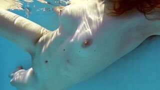 Shy tight perfect swimmers with gymnastic moves