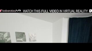 Solo cute girl Angel Jolie is rubbing her shaved twat,in VR.