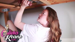 18 Year Old Schoolgirl Makes A Guy Cum At The Milking Table